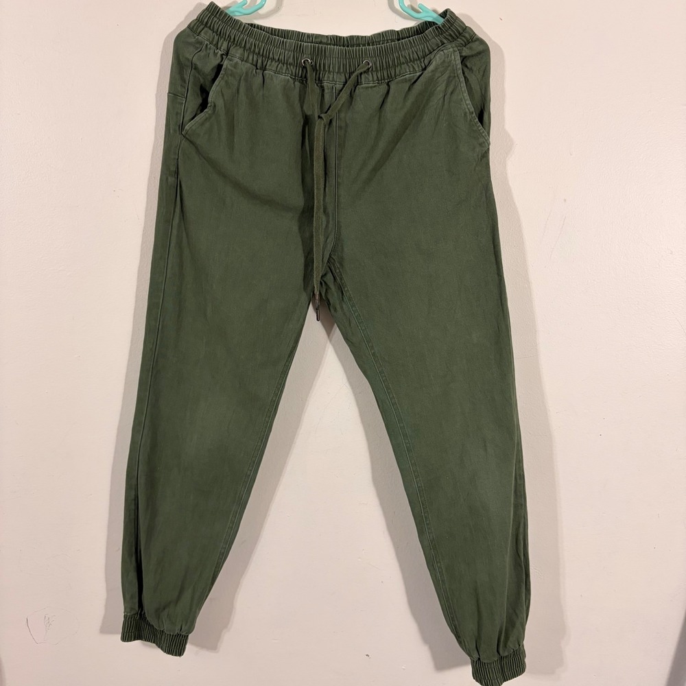 Altar'd State Alya Jogger Pants Womens M Olive Green Twill Drawstring CASUAL